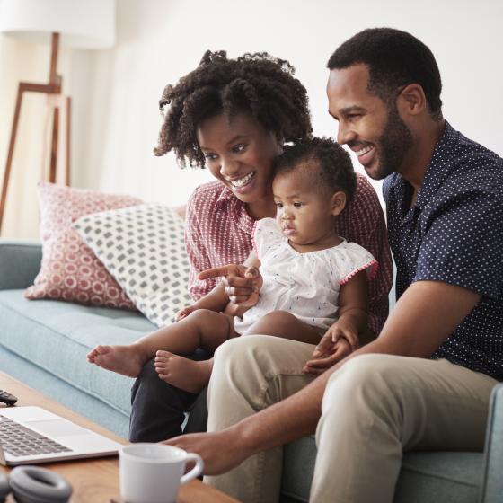 black hetero couple with baby