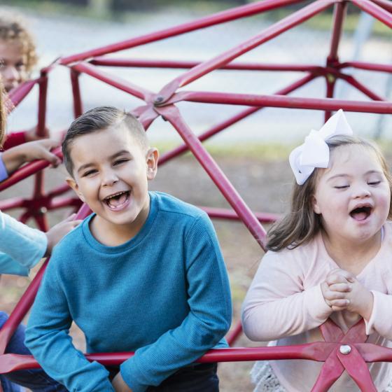 multi-racial kids in the playground