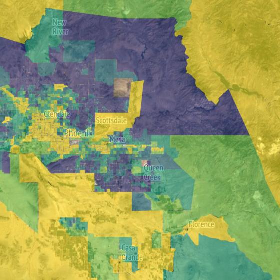 Child opportunity map for Arizona