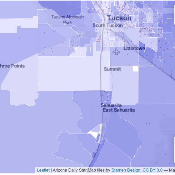 COI map for Tucson, adapted by the Arizona Daily Star