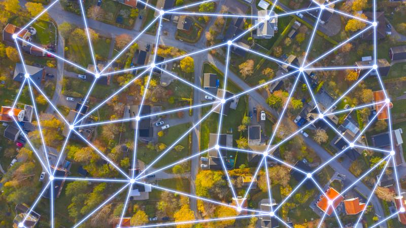 Image of data web on top of neighborhood